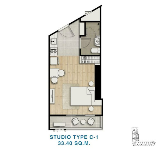 Skypark Lucean, Studios - from 28 m² to 39 m²