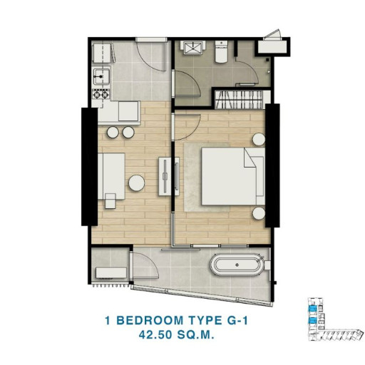 Skypark Lucean, 1 Bedroom - 42.4 m²