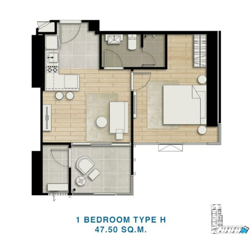 Skypark Lucean, 1 bedroom apartments - from 40.8 m² to 47.5 m²