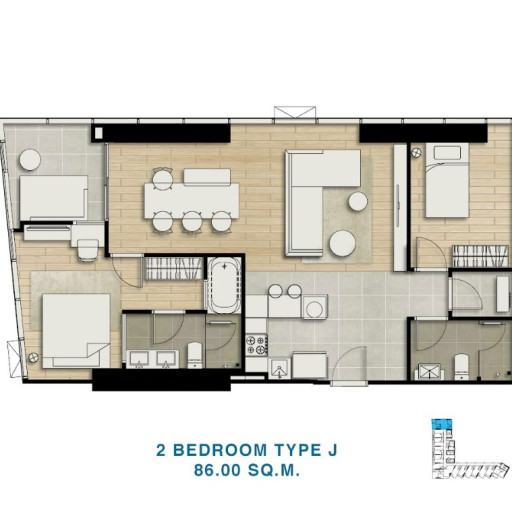 Skypark Lucean, 2 Bedroom - 86 m²